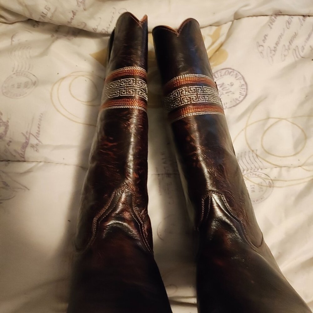 Calling All My Cowgirl! New Brown Hand Made Cowboy Boots by Dos De Oro - Picture 2 of 16